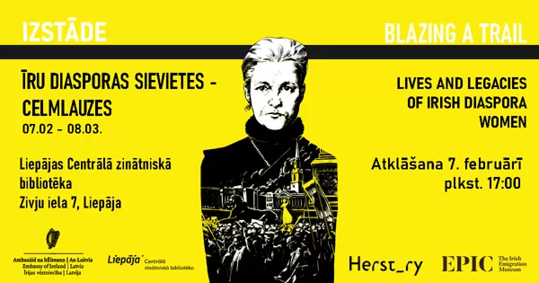 Izstādes “Īru diasporas sievietes - celmlauzes” (Blazing a Trail. Lives and Legacies of Irish Diaspora Women) atklāšana Liepājas Centrālajā zinātniskajā bibliotekā 2024. gada 7.februārī.